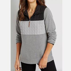 NWOT Maurices 1/4 Zip Contrast Pullover Sweatshirt Women Size XXL 2XL Black Gray